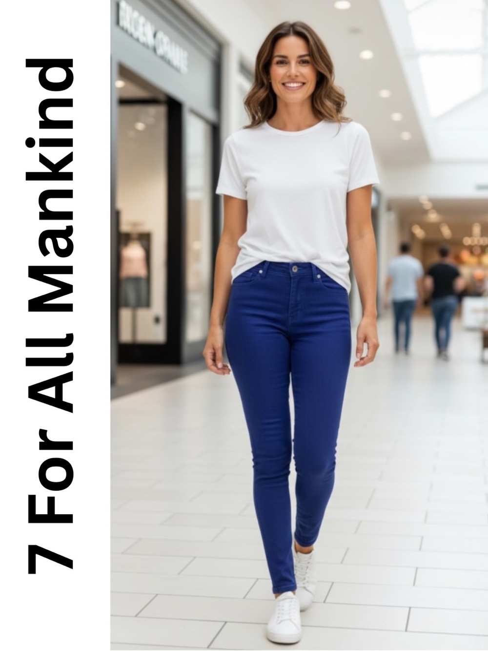 7 for All ManKind Womens Jeans Royal Blue Sz 27 x 28 Mid Rise Skinny $228